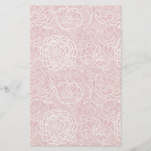 Papeterie motif de fleurs en dentelle bleue