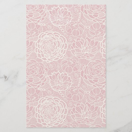 Papeterie motif de fleurs en dentelle bleue (Devant)