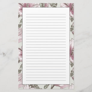 Papeterie Motif de fleurs rose amorti de ketmie