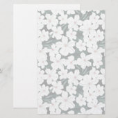 Papeterie Motif de fleurs tropical blanc (Devant / Derrière)