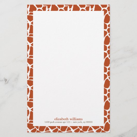 Papeterie Motif de la Giraffe orange (Devant)