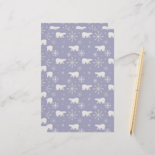 Papeterie Motif de Noël avec ours polaires et flocons de nei