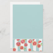 Papeterie Motif de pamplemousse rose sur les rayures vertes (Devant / Derrière)
