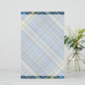 Papeterie motif de plaid bleu et jaune (Debout devant)
