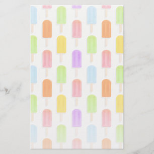 Papeterie Motif de Popsicles arc-en-ciel d'été
