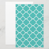 Papeterie Motif de Quatrefoil bleu-vert (Devant / Derrière)
