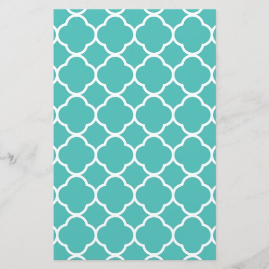Papeterie Motif de Quatrefoil bleu-vert (Devant)