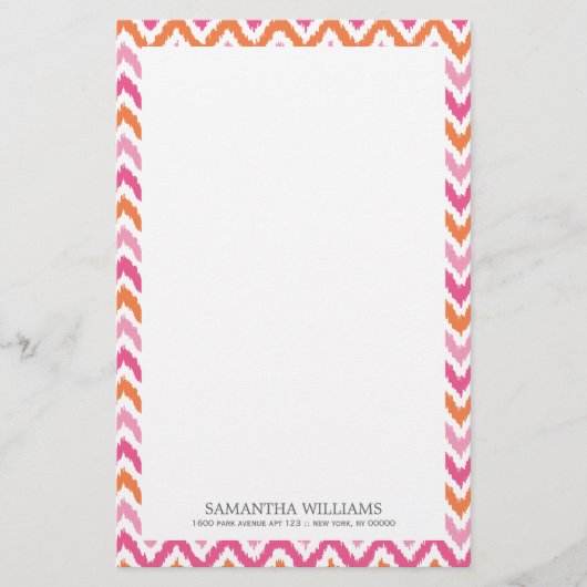 Papeterie Motif de Zigzag Ikat rose (Devant)