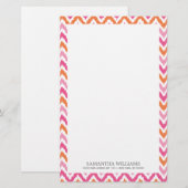 Papeterie Motif de Zigzag Ikat rose (Devant / Derrière)