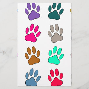 Papeterie Motif d'empreinte de patte de chien multicolore
