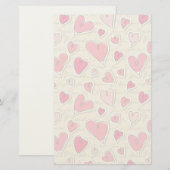 Papeterie Motif des Coeurs (Devant / Derrière)