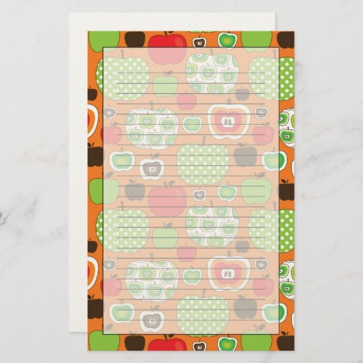 Papeterie Motif d'illustration de pomme mignonne (Devant / Derrière)