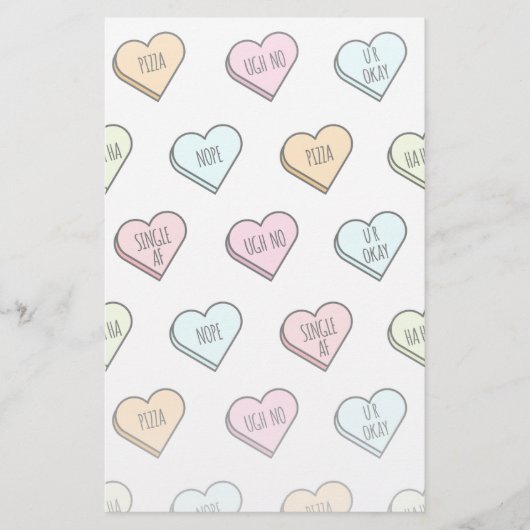 Papeterie Motif du Coeur de bonbons de Valentine Sarcastique (Devant)