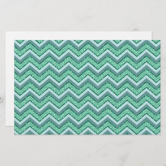 Papeterie Motif Emerald Chevron à facettes (Devant / Derrière)