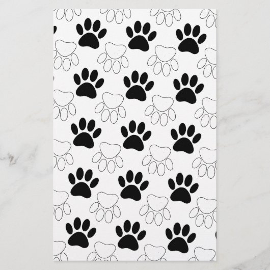 Papeterie Motif Empreinte de patte de chien noir et blanc (Devant)
