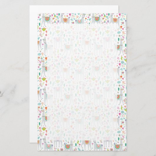 Papeterie Motif en pastel mignon de lama (Devant / Derrière)