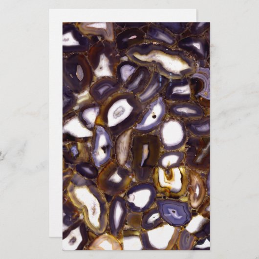 Papeterie Motif en pierre blanche Brown violet (Devant / Derrière)