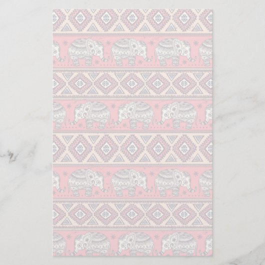 Papeterie Motif ethnique rose d'éléphant (Devant)