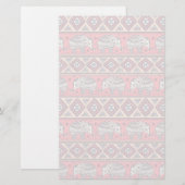Papeterie Motif ethnique rose d'éléphant (Devant / Derrière)