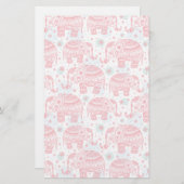 Papeterie Motif ethnique rouge d'éléphant (Devant / Derrière)