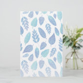 Papeterie Motif Feuille bleu aquarelle (Debout devant)
