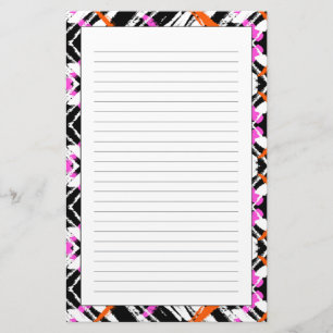 Papeterie Motif Flèche Noir, Orange Et Rose