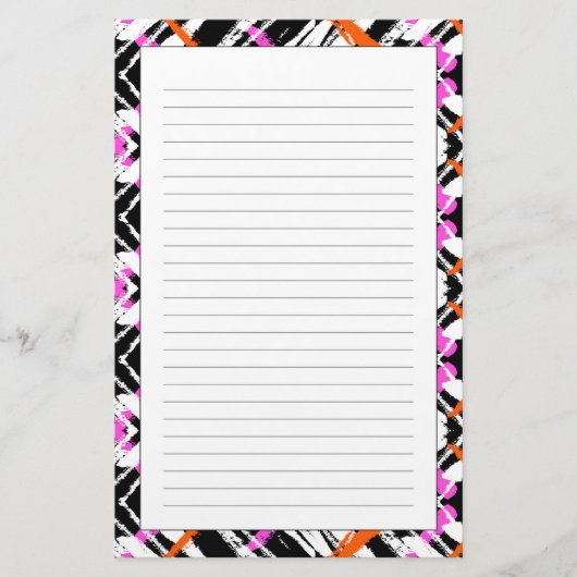 Papeterie Motif Flèche Noir, Orange Et Rose (Devant)