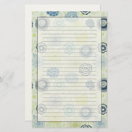 Papeterie Motif floral élégant avec les fleurs mignonnes (Devant / Derrière)