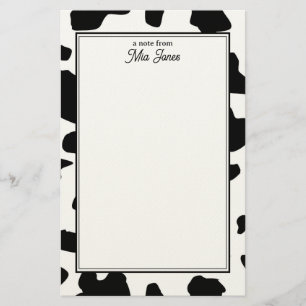 Papeterie Motif imprimé vache noir et blanc personnalisé