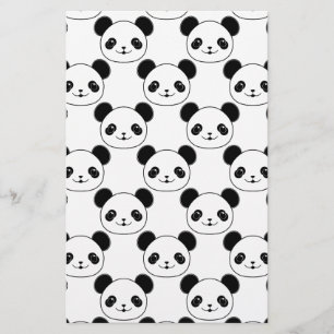 Papeterie Motif Kawaii Panda En Noir Et Blanc