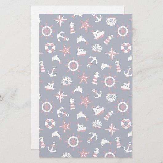 Papeterie Motif marin nautique (Devant / Derrière)