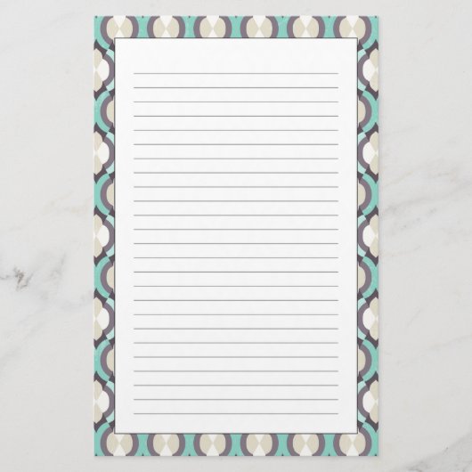 Papeterie Motif marocain turquoise (Devant)