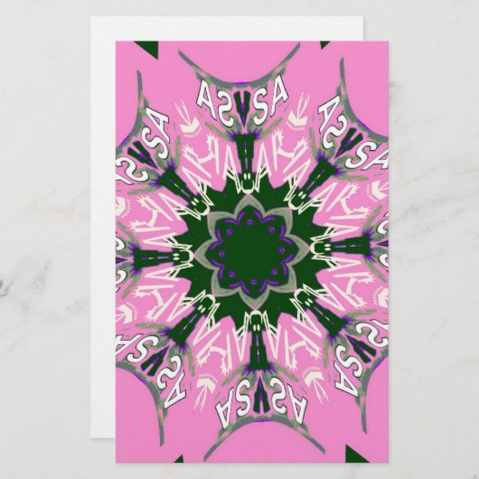 Papeterie Motif Motif Monogramme noir et rose joli (Devant / Derrière)