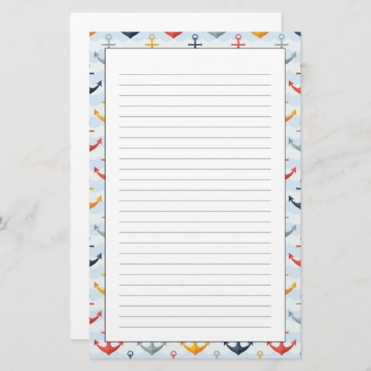 Papeterie Motif nautique avec des Ancres (Devant / Derrière)