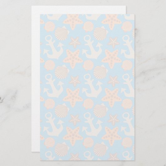 Papeterie Motif nautique en pastel (Devant / Derrière)