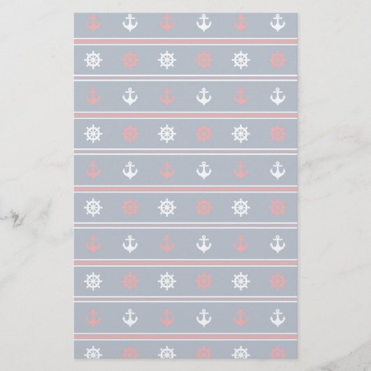 Papeterie Motif Nautique Rouge Blanc Et Bleu (Devant)