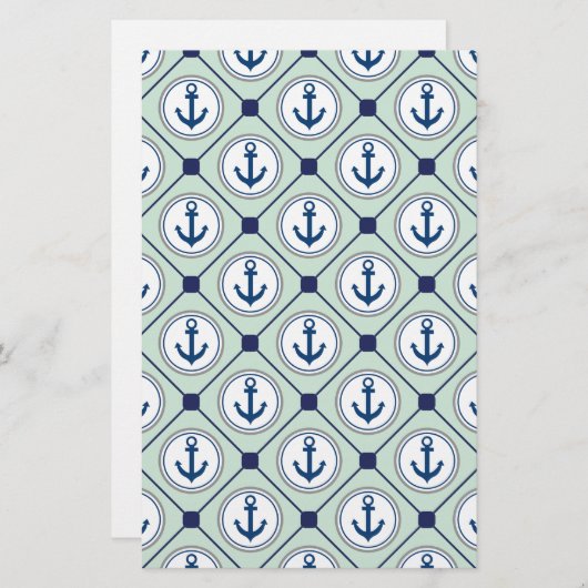 Papeterie Motif nautique vert en bon état d'Ancre (Devant / Derrière)