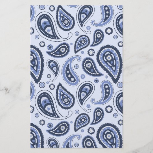 Papeterie Motif Paisley Bleu (Devant)