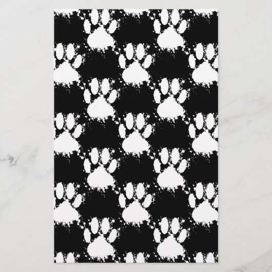 Papeterie Motif Paw Chien Blanc Avec Paint Splatter (Devant)