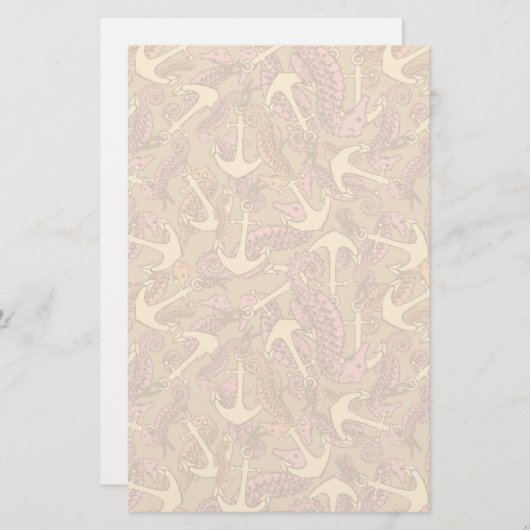 Papeterie Motif peu précis d'hippocampe et d'Ancre (Devant / Derrière)