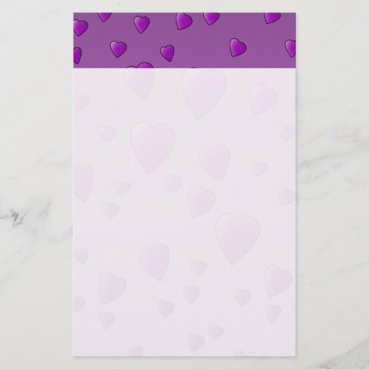 Papeterie Motif pourpre des Coeurs d'Amour. (Devant)