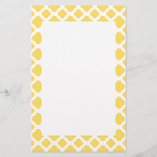 Papeterie Motif Quatrefoil jaune citron et blanc (Devant)