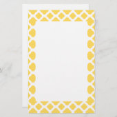 Papeterie Motif Quatrefoil jaune citron et blanc (Devant / Derrière)