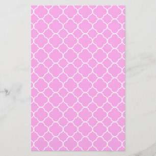 Papeterie Motif Quatrefoil Rose Et Blanc