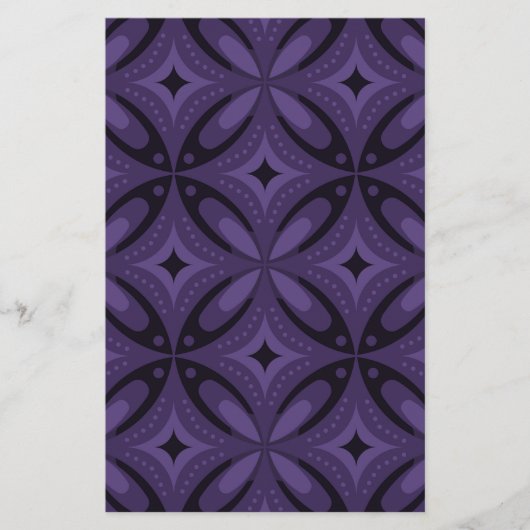Papeterie Motif Rétro de Couleur Violet Foncé (Devant)