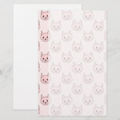 Papeterie Motif rose mignon de chat (Devant / Derrière)