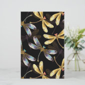 Papeterie Motif sans couture avec libellules d'or (Debout devant)
