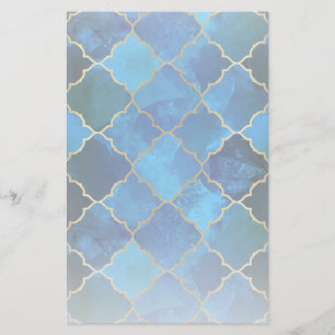 Papeterie Motif Sapphire Gemstone & Gold Marocain Carrelage