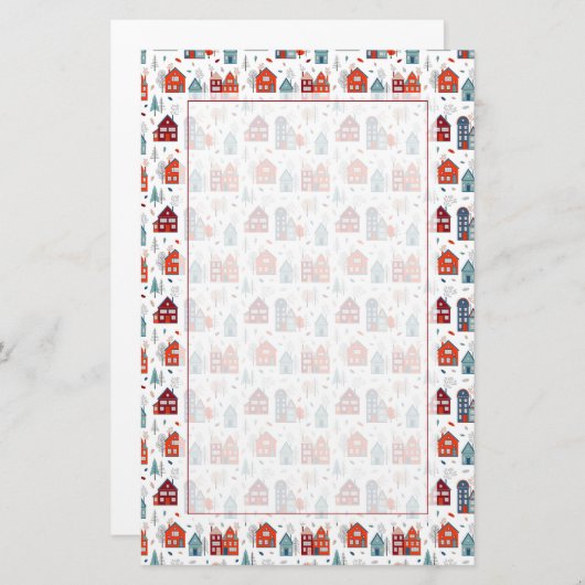 Papeterie Motif scandinave d'art populaire de Chambre (Devant / Derrière)