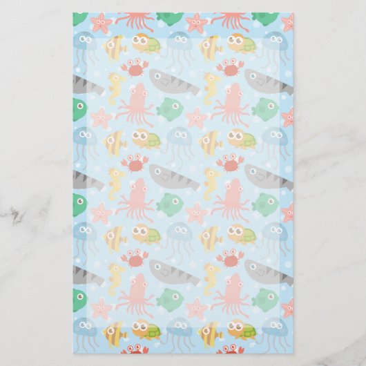 Papeterie Motif sous-marin mignon et coloré d'animaux (Devant)